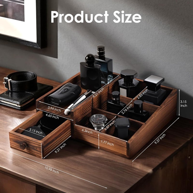 Forest Angle Organizer For Men,Bathroom Countertop Organizers,Perfume Organizer,Cologne Organizers,Bathroom Storage,Perfume Stand,Gifs For Men,Mens Valentines Day Gifts,Adjustable Partition(Bourbon Brown) - Image 2